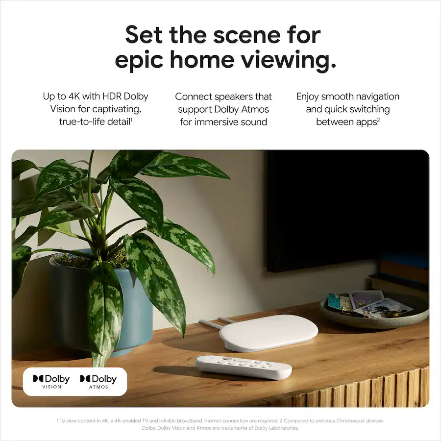 Google - TV Streamer 4K - Fast Streaming Device in 4K HDR - 32 GB of Storage