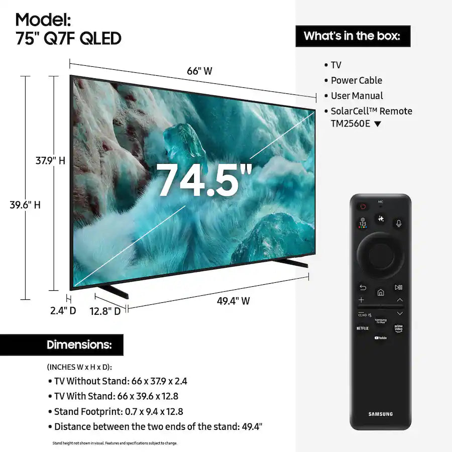 SAMSUNG 75" Class Q7FD Series 4K QLED Smart TV