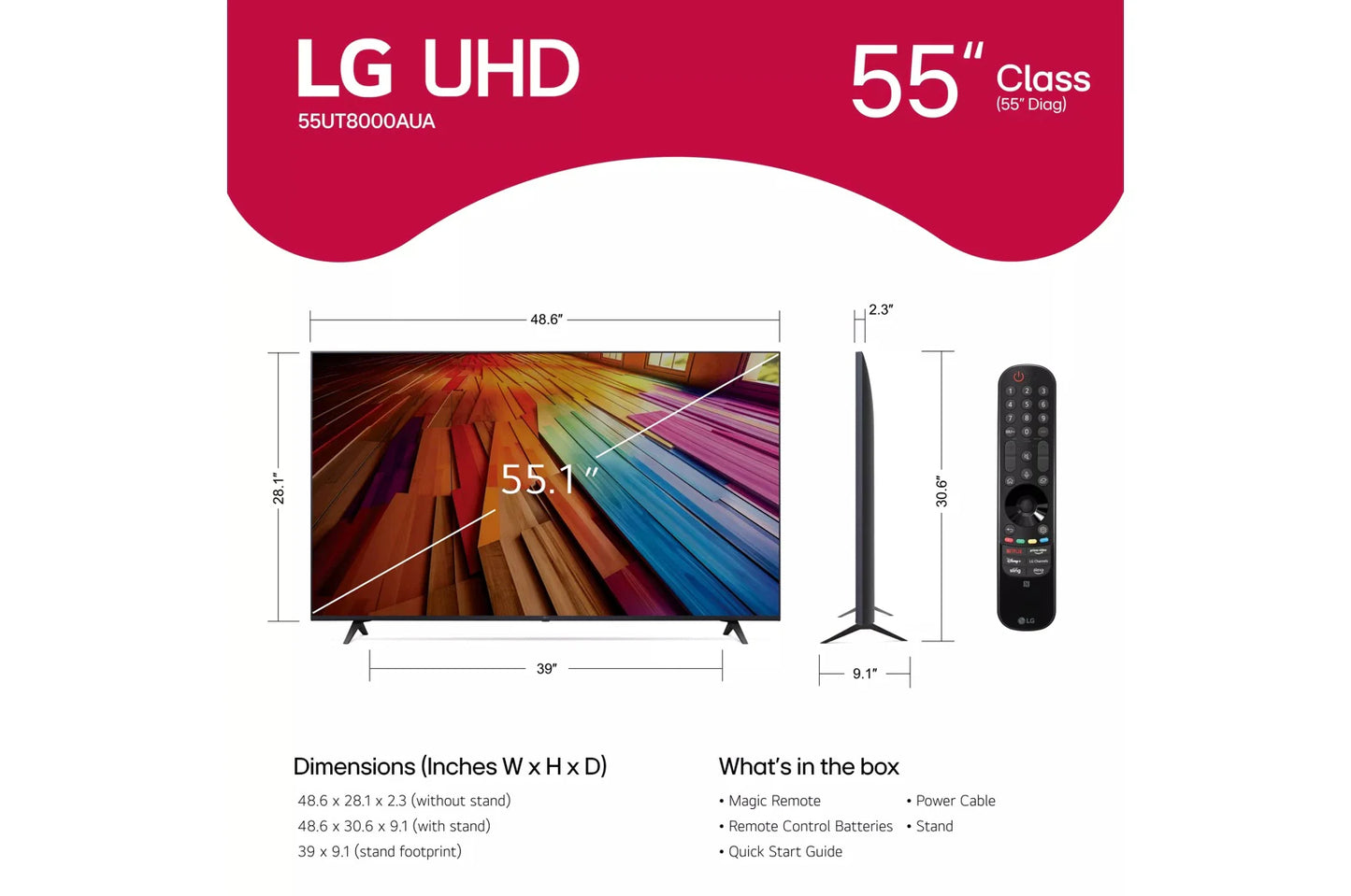 LG 55" Inch UT8000 4K UHD TV with webOS 24