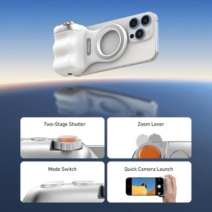 TELESIN Fun Shot Magnetic Phone Camera Grip + C03 Magnetic Selfie Light (Silver) Bundle Kit Compatible with iPhone Magsafe & Android