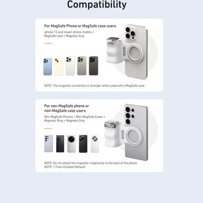 TELESIN Fun Shot Magnetic Phone Camera Grip + C03 Magnetic Selfie Light (Silver) Bundle Kit Compatible with iPhone Magsafe & Android