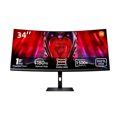 Xiaomi 34-inch Curved Gaming Monitor, 180Hz Refresh Rate, 1ms Response, FreeSync Premium, 95% DCI-P3, 100% sRGB, Low Blue Light Computer Screen Monitor - Nuvana Tech Nigeria