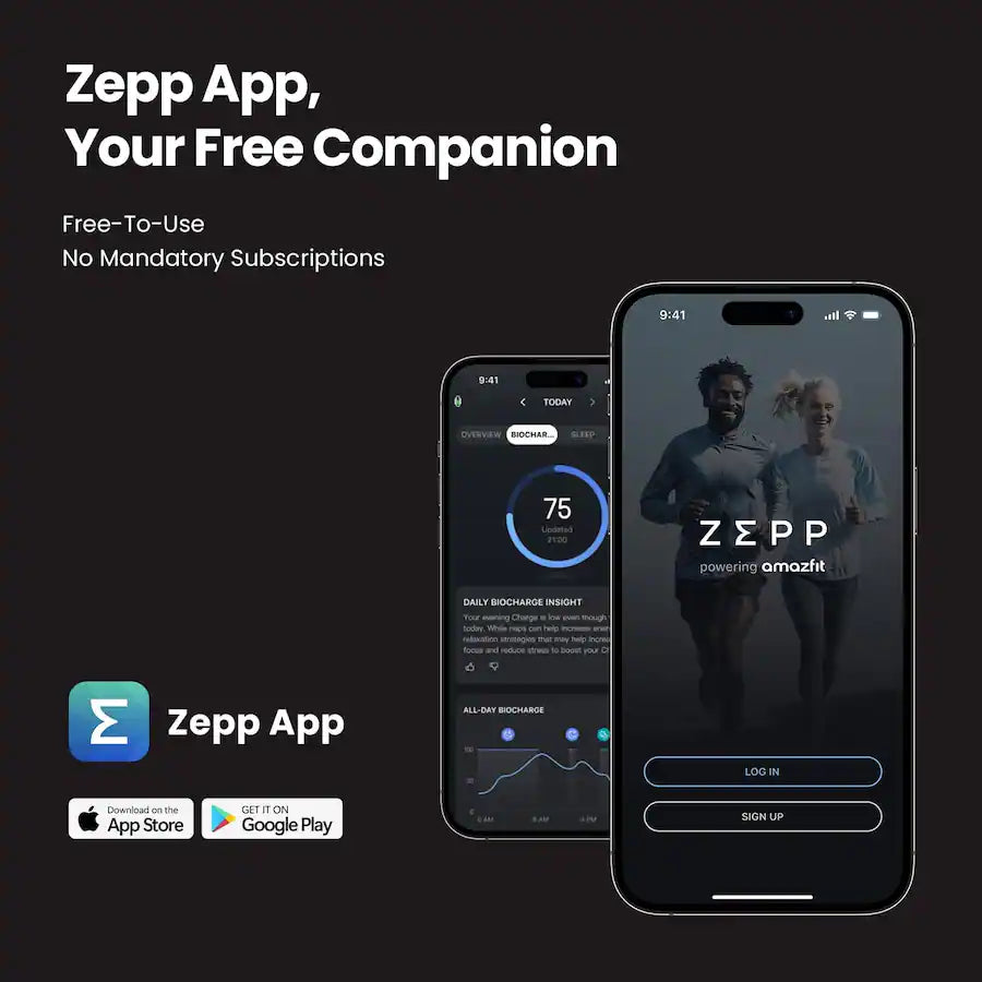 Amazfit - Helio Strap - Zepp E Fitness & Recovery Tracker - 10-Day Battery, 24/7 Health Tracking - No Subscription - Black