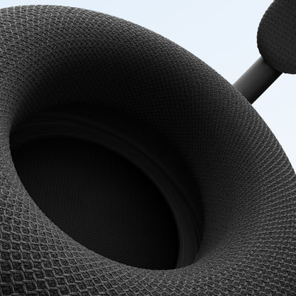 Macro detail of black performance knit cushion texture on earcup