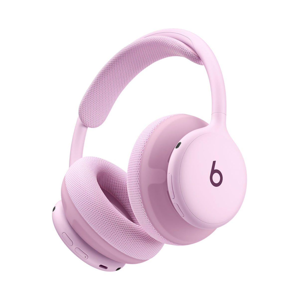 Pink Beats 360 headphones with textured knit padding and logo detail