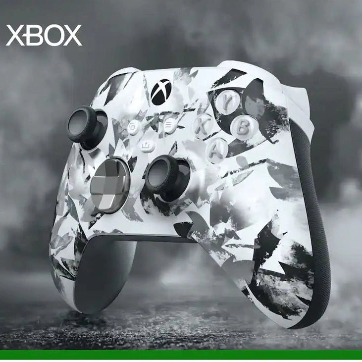 Nuvana Tech Xbox Storm Breaker wireless controller front view white and gray leaf design