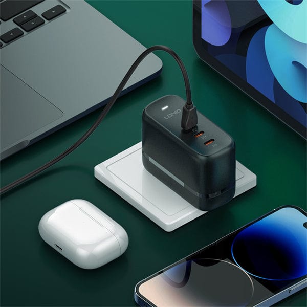 Nuvana Tech Nigeria LDNIO - 65W 3-PORT GaN Charging Adapter with replaceable plugs UK/EU/US