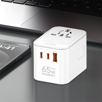 Nuvana Tech Nigeria LDNIO - 65W 3-PORT GaN Travel Converter Adapter UK/US/AU/EU