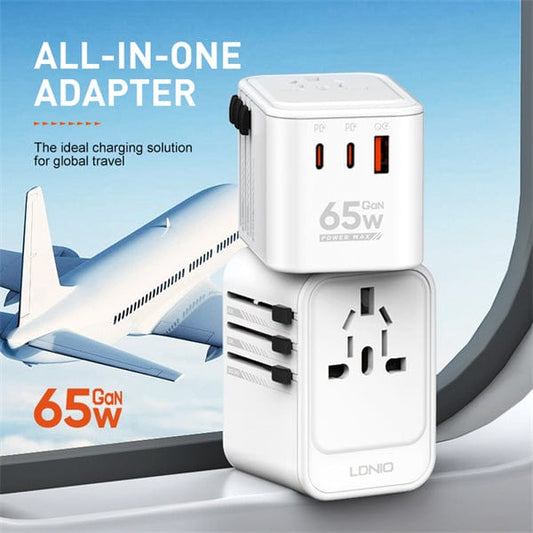 Nuvana Tech Nigeria LDNIO - 65W 3-PORT GaN Travel Converter Adapter UK/US/AU/EU